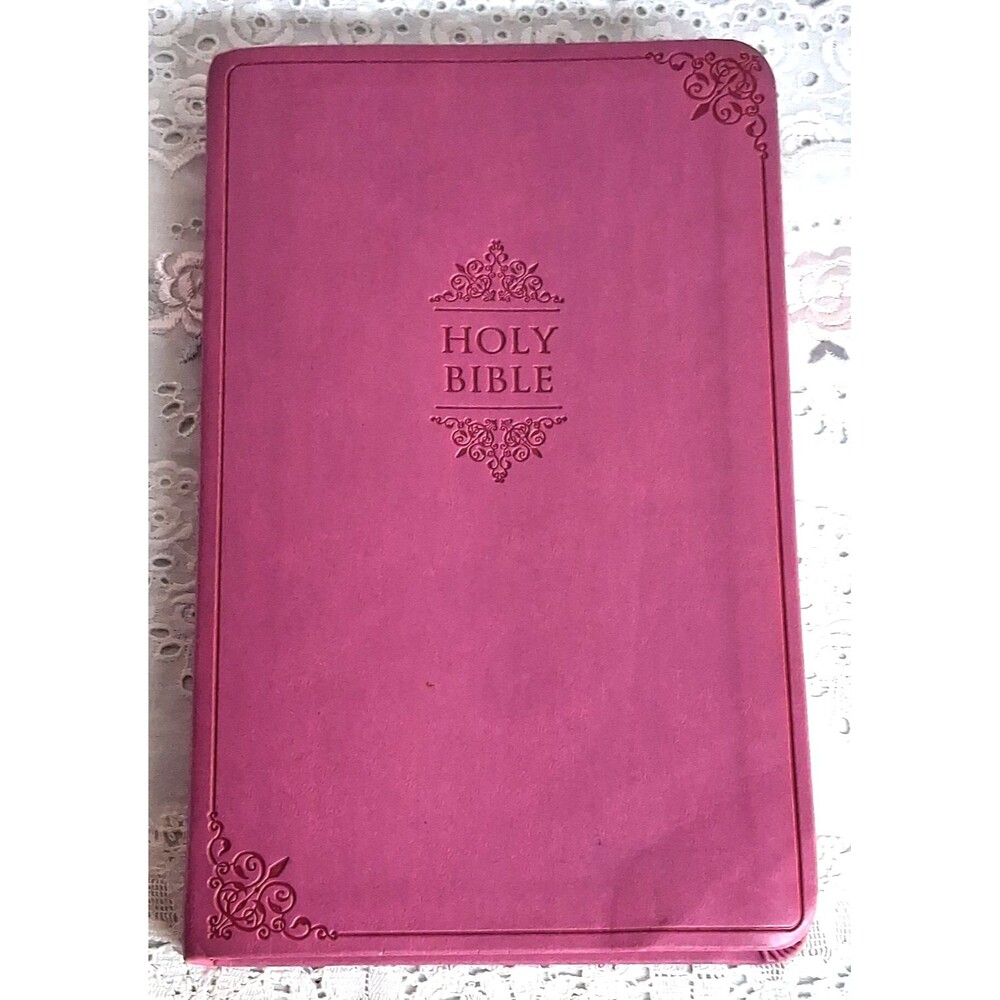 Zondervan NIV Thinline Holy Bible Tooled LeatherSoft Pink Cover